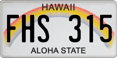 HI license plate FHS315