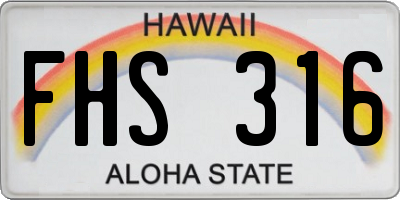 HI license plate FHS316