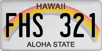 HI license plate FHS321