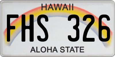 HI license plate FHS326