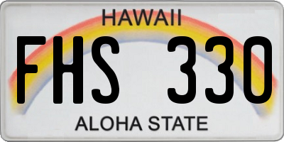 HI license plate FHS330