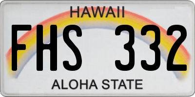 HI license plate FHS332