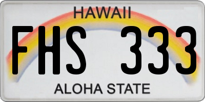 HI license plate FHS333
