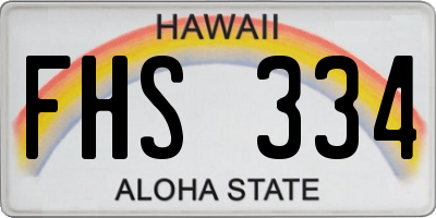 HI license plate FHS334