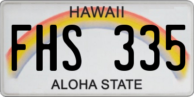 HI license plate FHS335