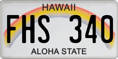 HI license plate FHS340