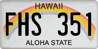 HI license plate FHS351