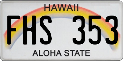HI license plate FHS353