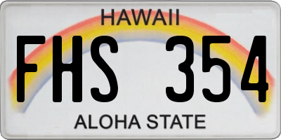 HI license plate FHS354