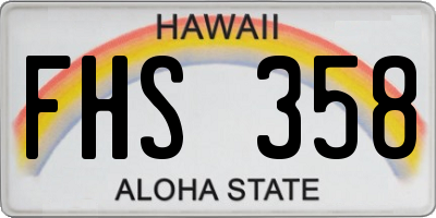 HI license plate FHS358