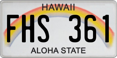HI license plate FHS361
