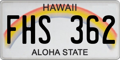 HI license plate FHS362