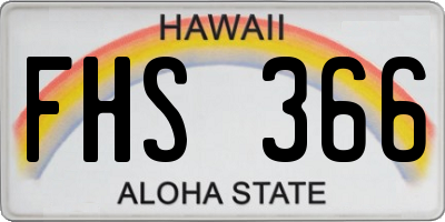HI license plate FHS366