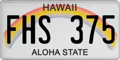 HI license plate FHS375