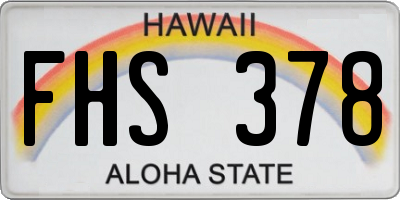 HI license plate FHS378