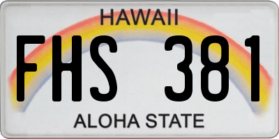 HI license plate FHS381