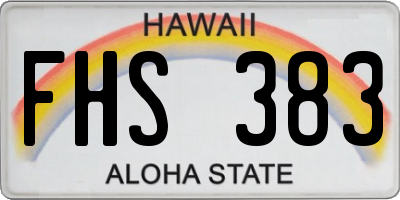 HI license plate FHS383