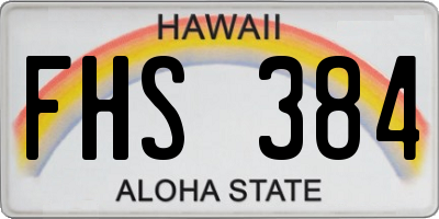 HI license plate FHS384