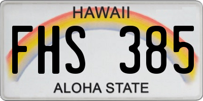 HI license plate FHS385