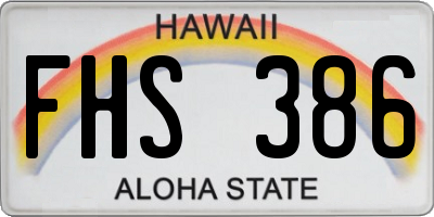 HI license plate FHS386