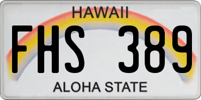 HI license plate FHS389