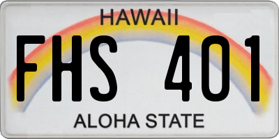 HI license plate FHS401