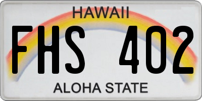 HI license plate FHS402