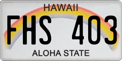 HI license plate FHS403