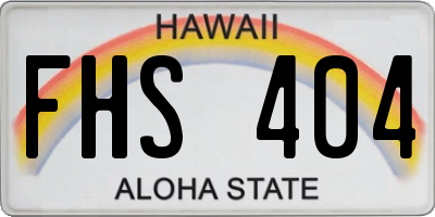 HI license plate FHS404