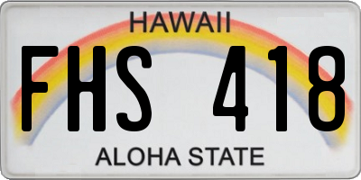 HI license plate FHS418