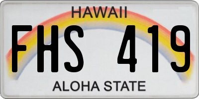 HI license plate FHS419