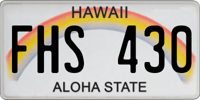 HI license plate FHS430