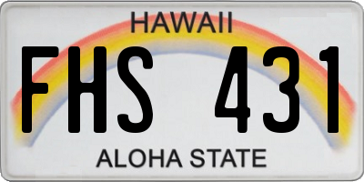 HI license plate FHS431