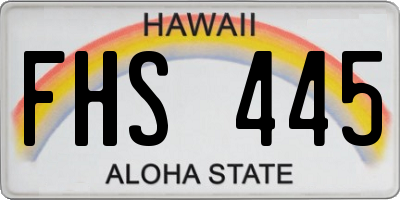 HI license plate FHS445