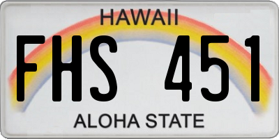 HI license plate FHS451