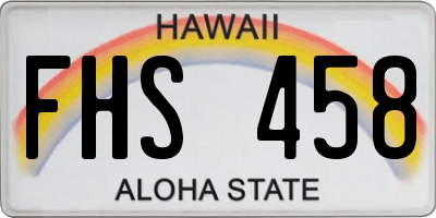HI license plate FHS458