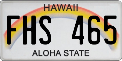 HI license plate FHS465