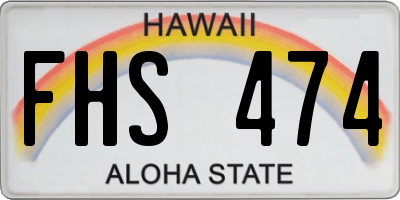 HI license plate FHS474