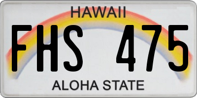 HI license plate FHS475