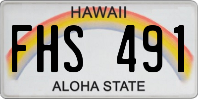 HI license plate FHS491