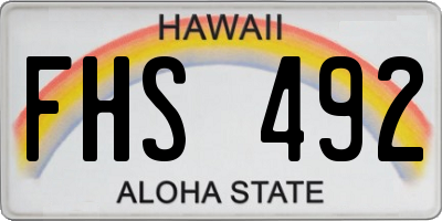 HI license plate FHS492