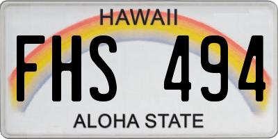 HI license plate FHS494