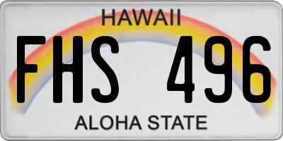 HI license plate FHS496
