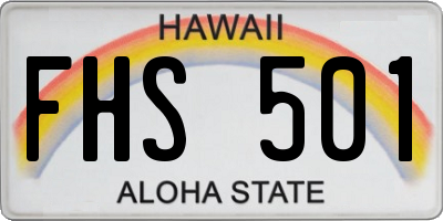 HI license plate FHS501