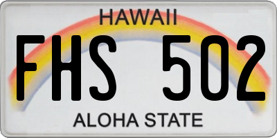 HI license plate FHS502