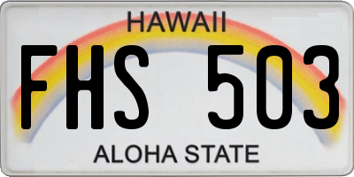 HI license plate FHS503