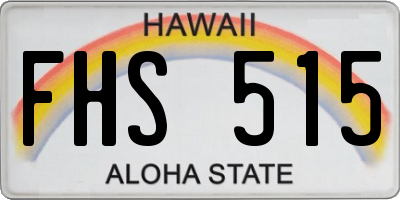 HI license plate FHS515