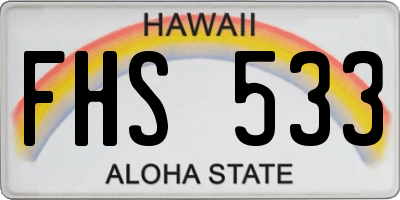 HI license plate FHS533