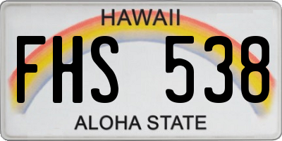 HI license plate FHS538