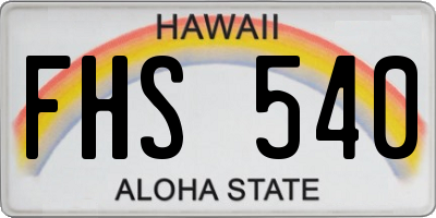 HI license plate FHS540